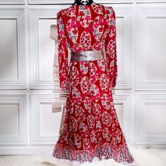 Sophie Max Floral Flowy Handkerchief Hem Maxi Dress Small - Picture 13 of 16